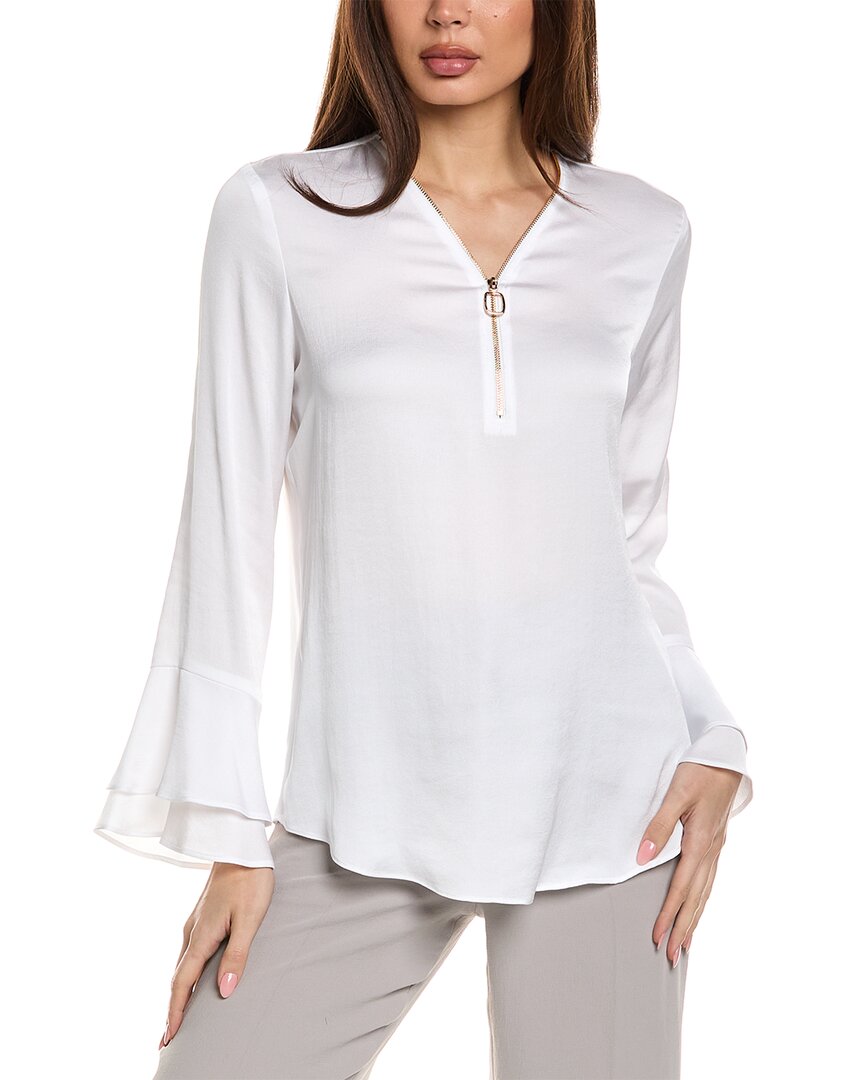 Joseph Ribkoff Front Pleat Top In White