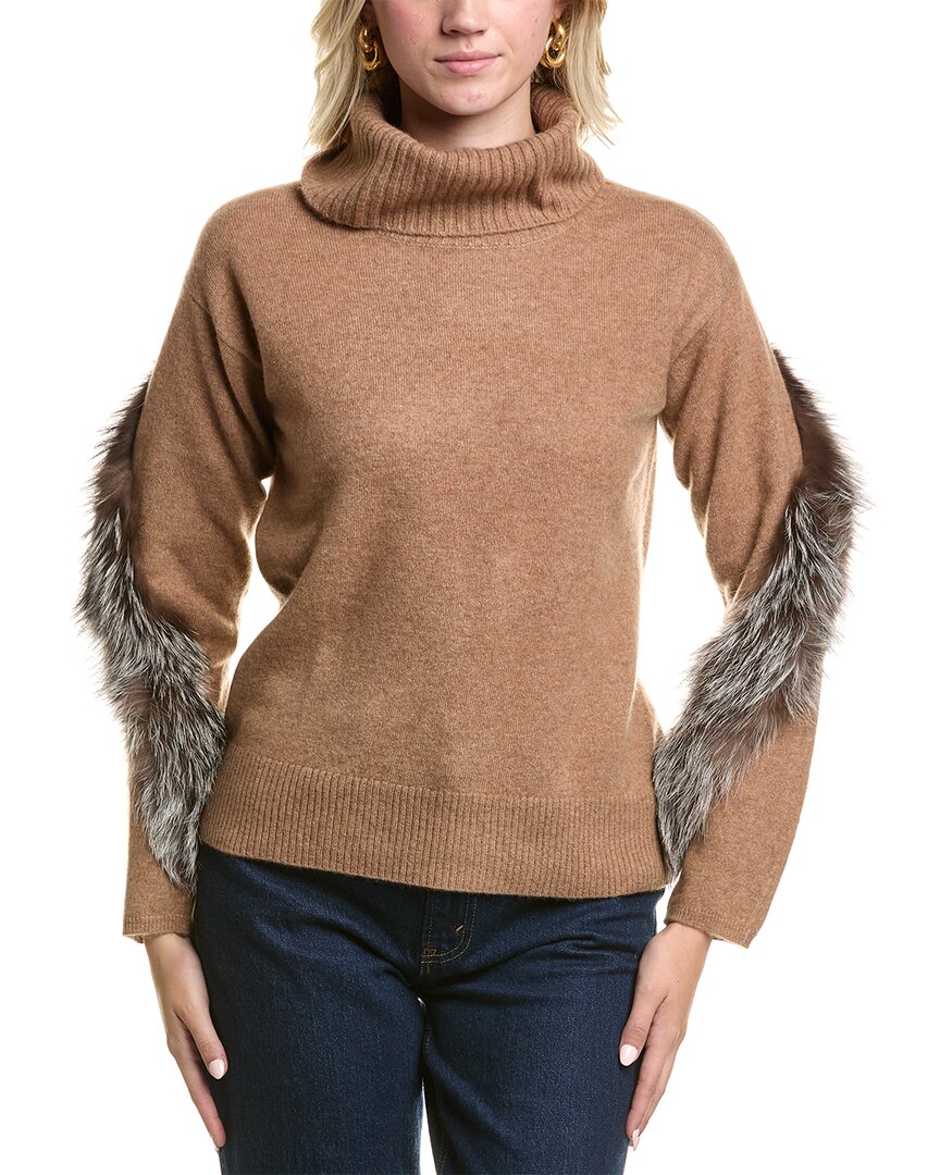 Meir Cowl Cashmere Sweater In Brown