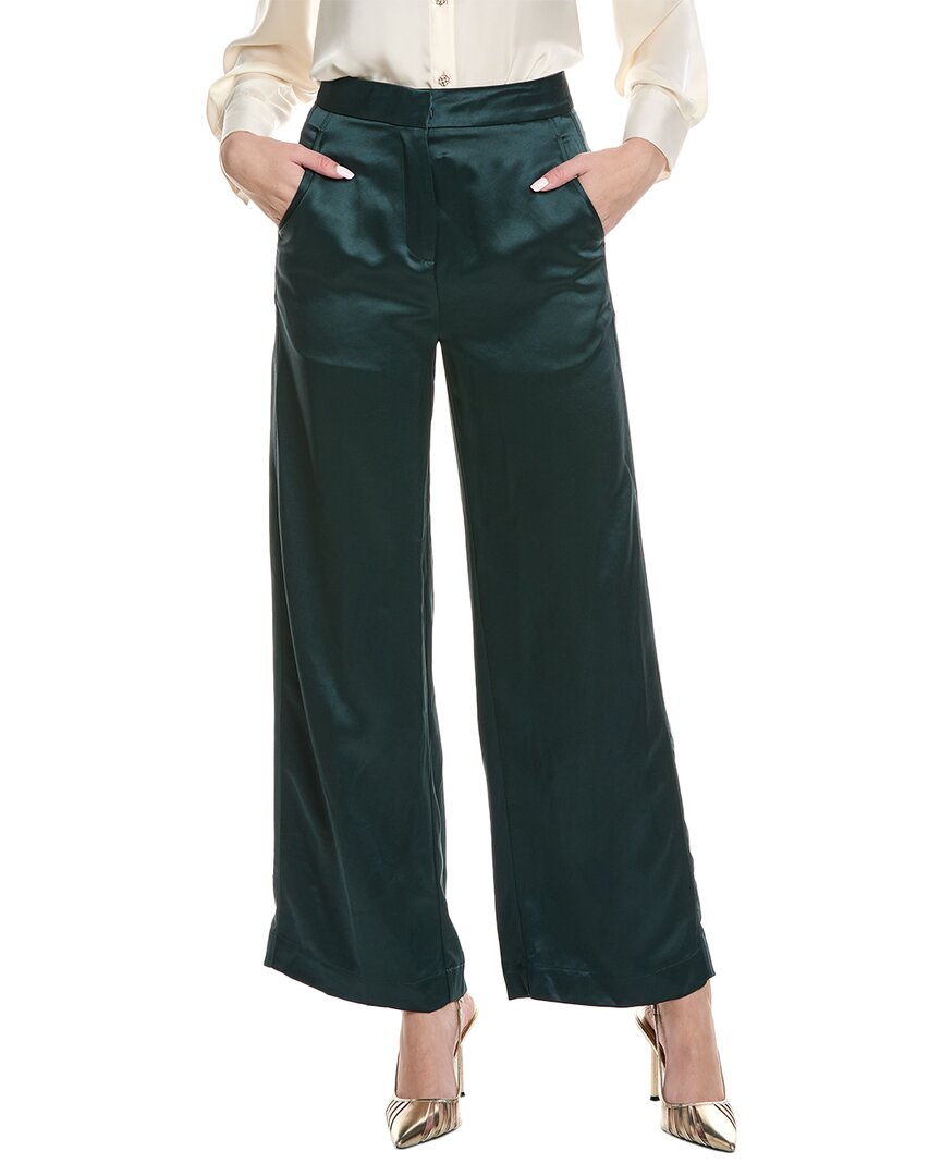 Shop Reiss Lula Satin Wide Leg Trouser In Green