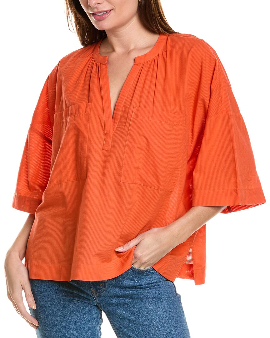 Mother The Down The Middle Pop Over Fiesta Shirt In Red