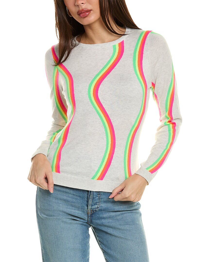 Wispr Wave Stripe Crewneck Silk-blend Sweater In Silver