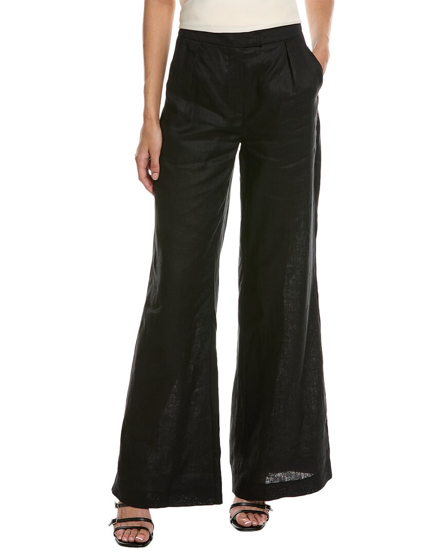 Shop Nicholas Carly Linen-blend Pant In Black
