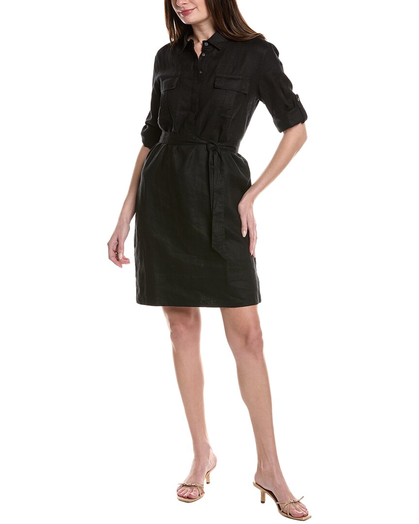 Tommy Bahama Two Palms Blueberry Belted Linen Shirtdress In Black