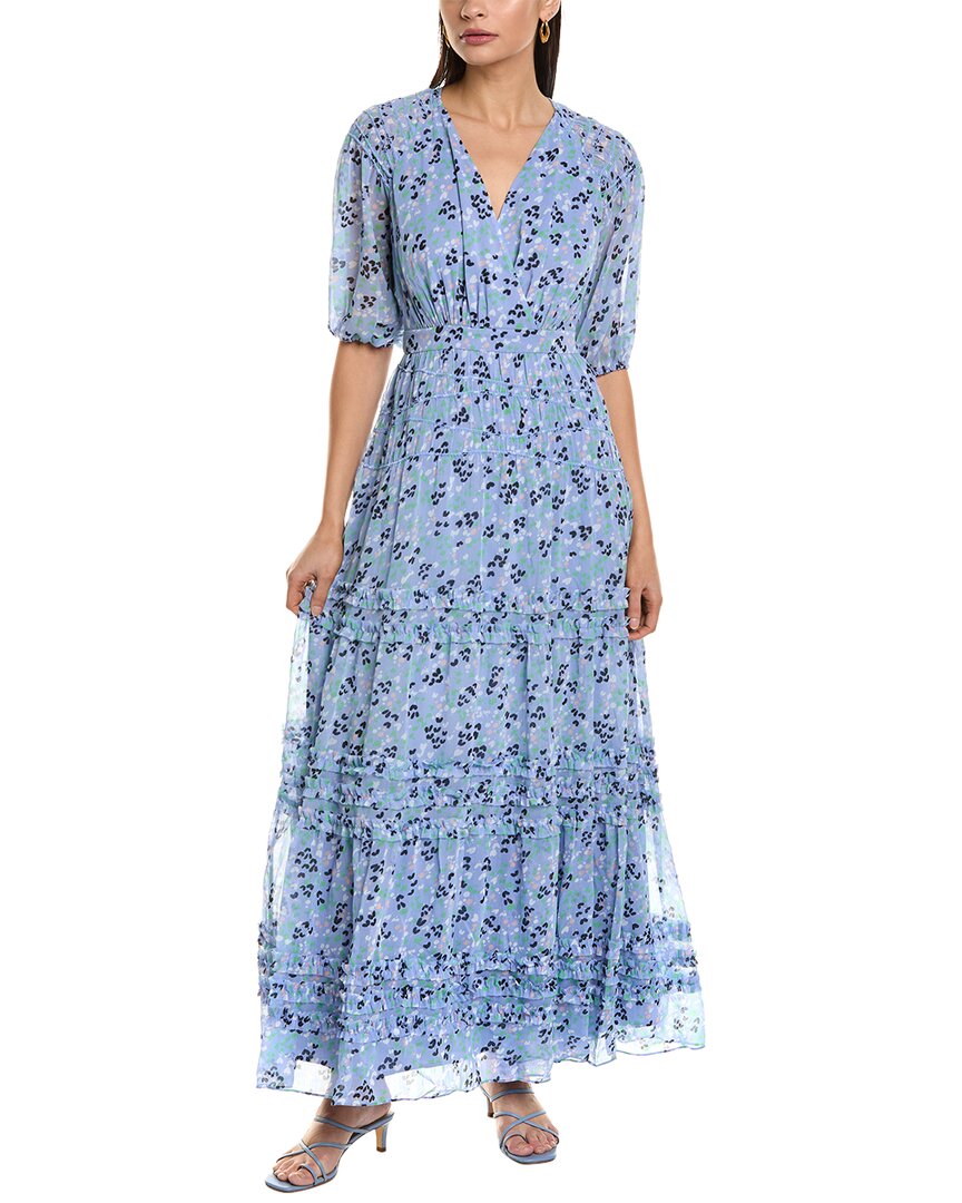Shop Ted Baker Puff Sleeve Smocked Detail Maxi Dress In Blue