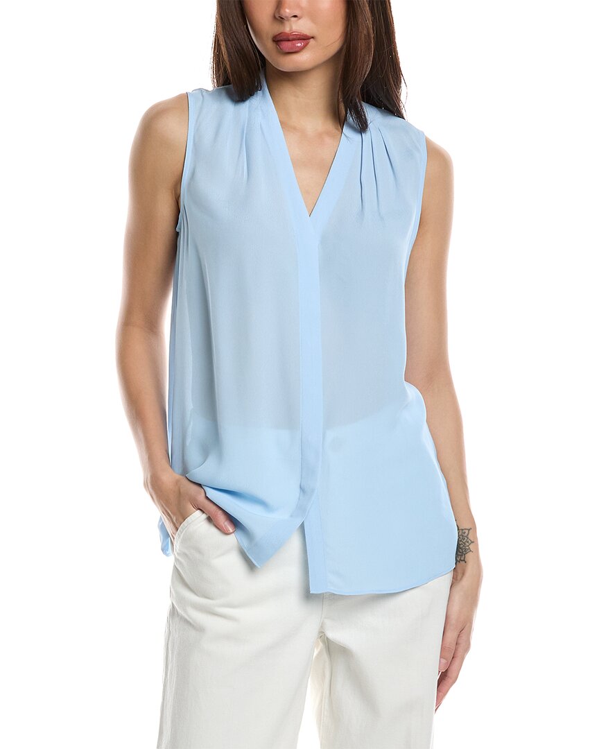 Shop Brooks Brothers Crepe Blouse In Blue