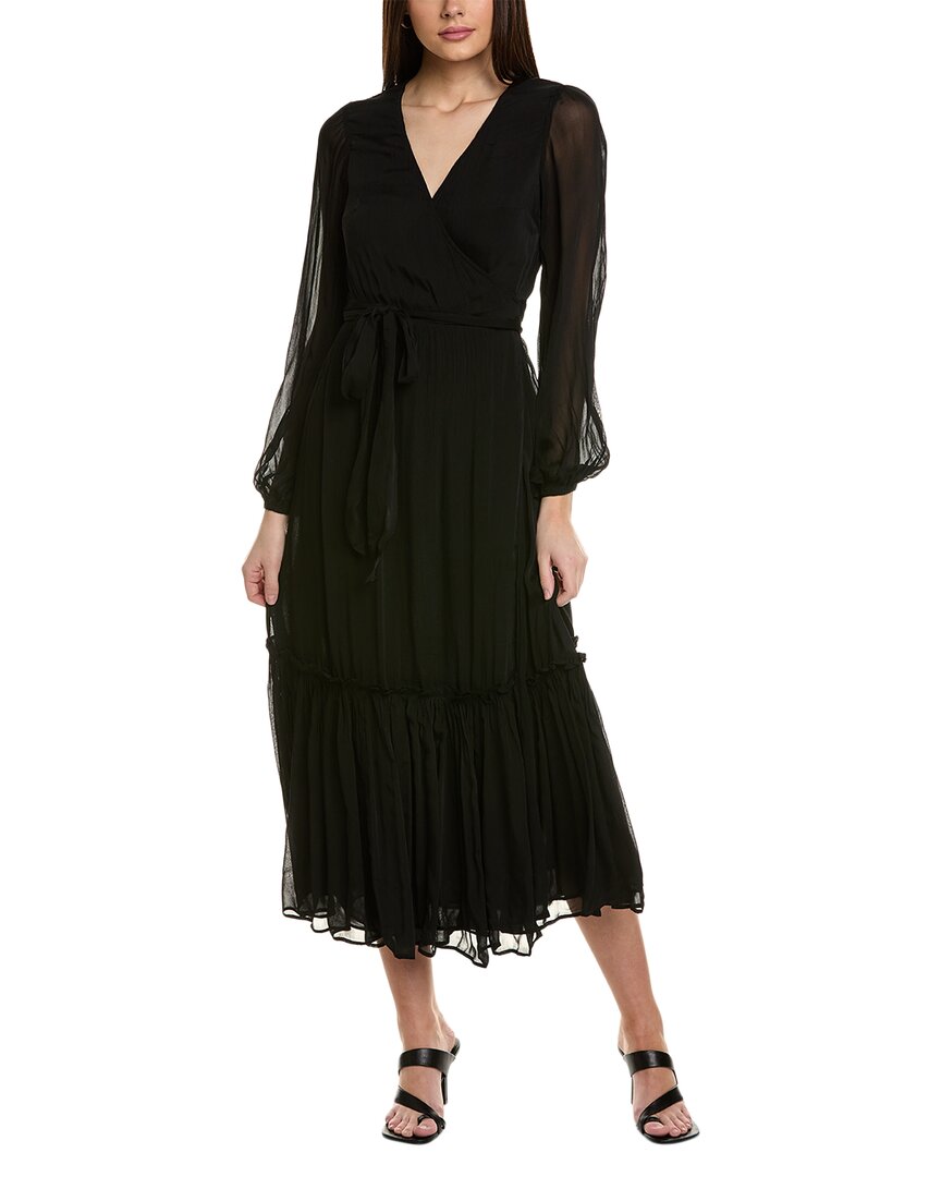 Boden Long Sleeve Wrap Maxi Dress Black Women