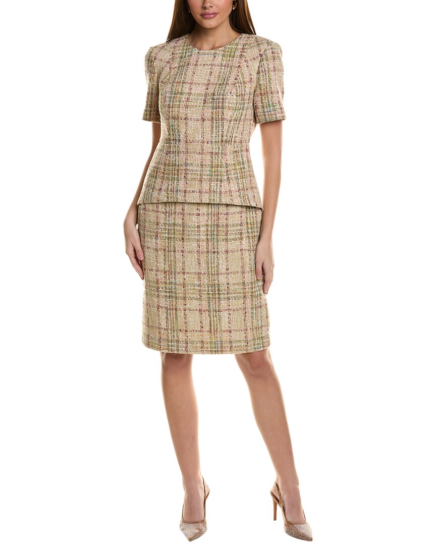 St John St. John Gilded Sheath Dress In Tan