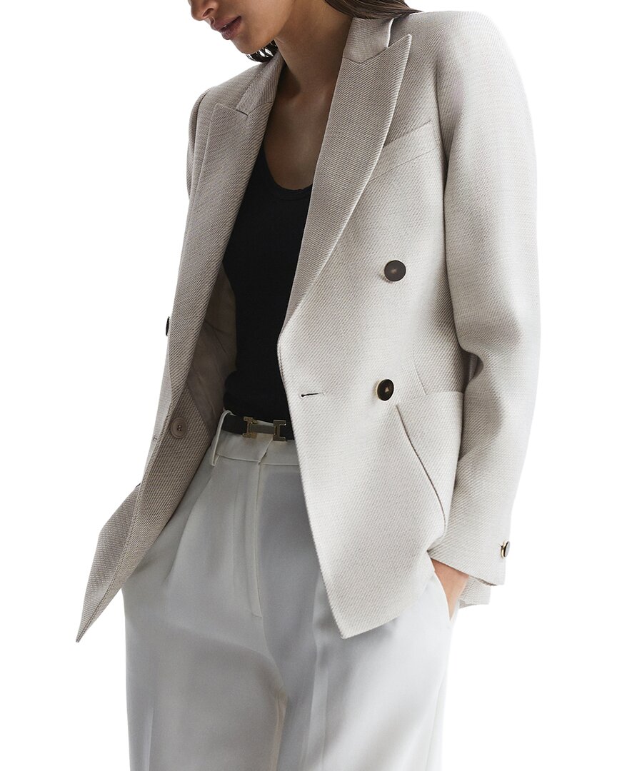 Reiss Gaia Double-breasted Blazer In White