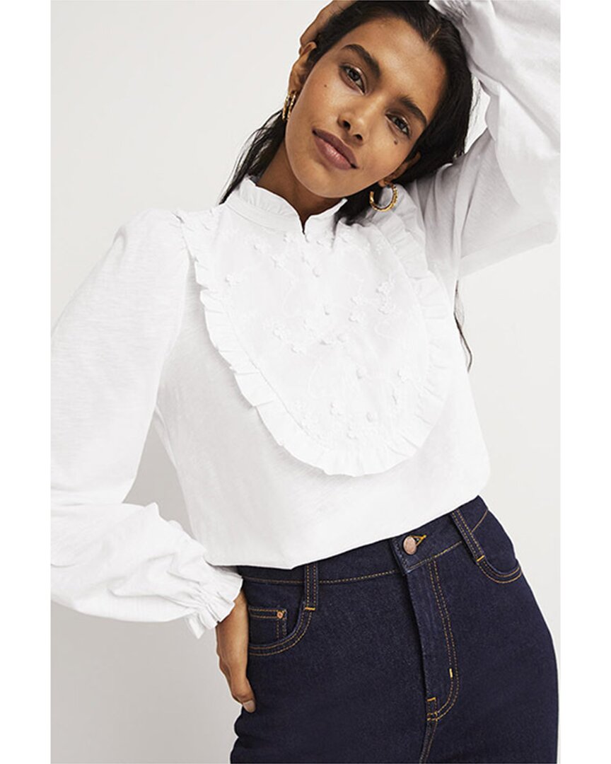 Shop Boden Embroidered Woven Mix Top In White