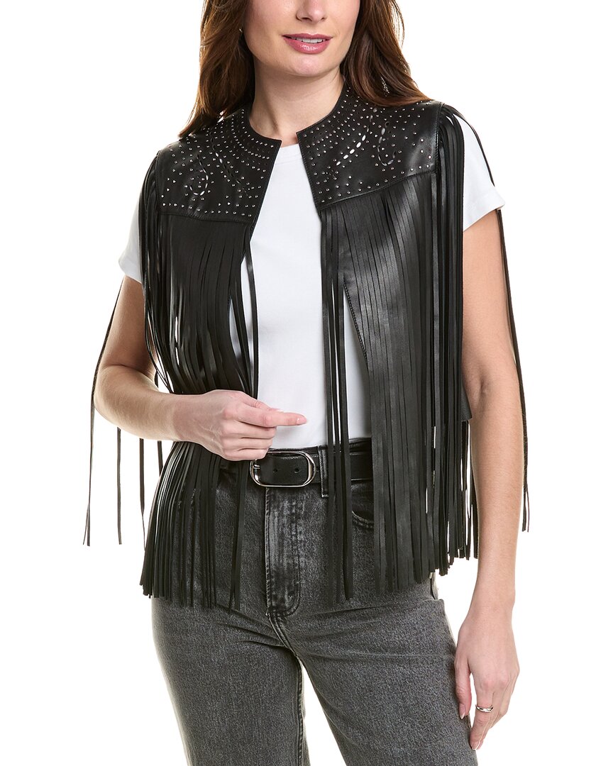 Allsaints Elias Astral Leather Vest In Black