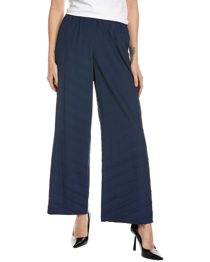 Lafayette 148 Sateen Diagonal Pleat Riverside Pant In Blue