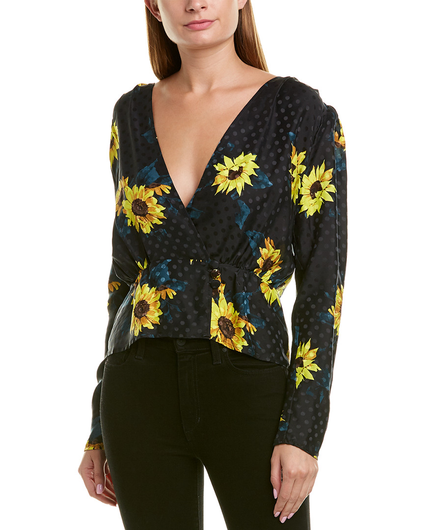 Image of The Kooples Dark Sunflower Silk-Blend Top