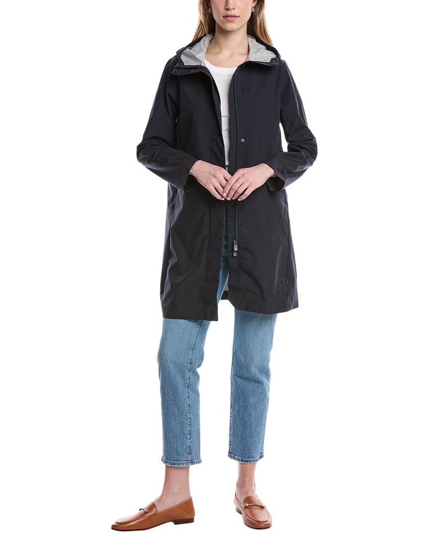 Save The Duck Long Rain Coat In Blue