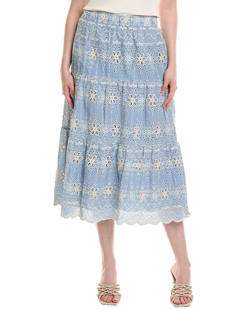 Fate Tiered Broderie Skirt In Blue