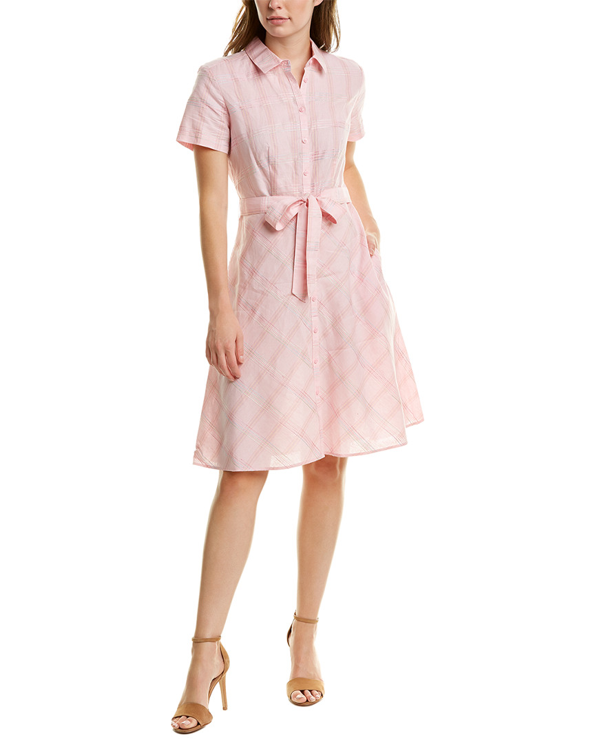 Image of Brooks Brothers Embroidered Linen-Blend Shirtdress