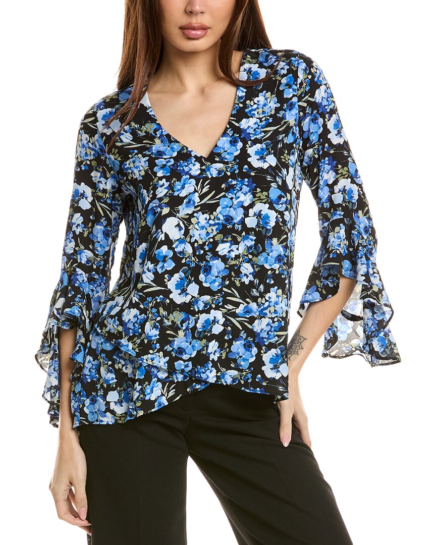 Vince Camuto Flutter Sleeve Blouse In Multi