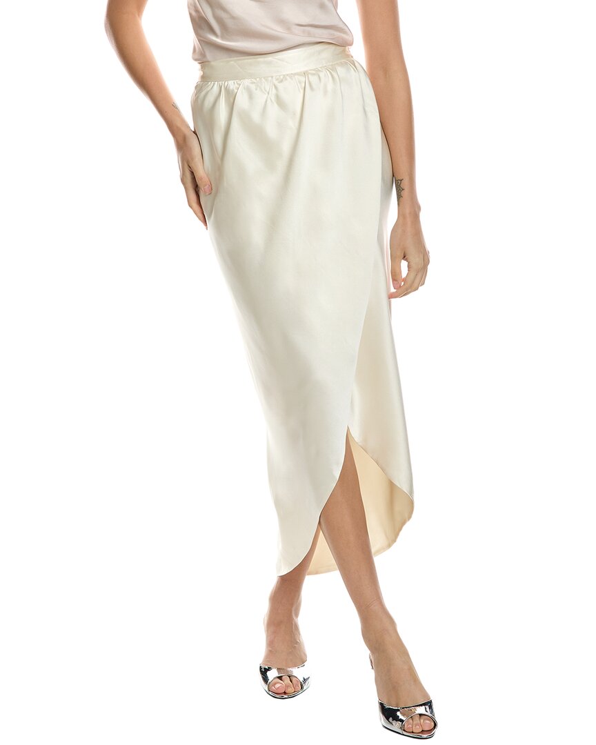 Reiss Ivory Tyra Silk High-low Wrap Skirt