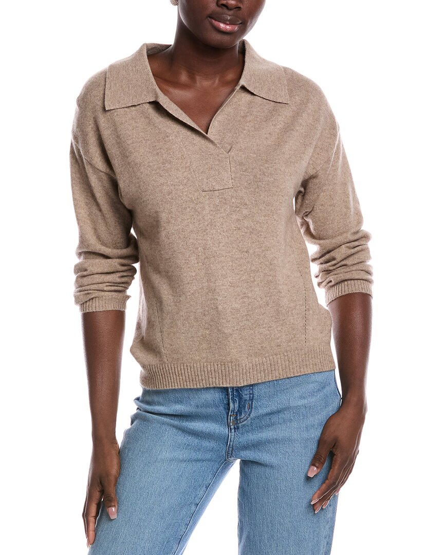 Scott & Scott London Cashmere Polo Sweater In Neutral