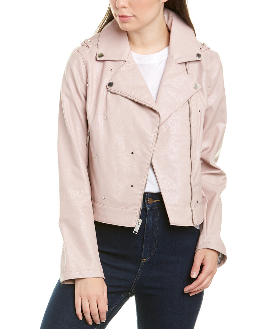 French Connection Nail Head Moto Jacket In Pink