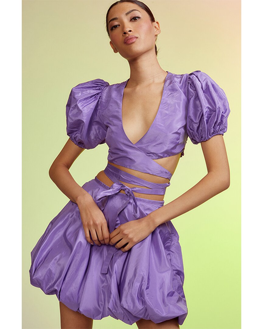 Shop Cynthia Rowley Luna Taffeta Bubble Skirt In Purple