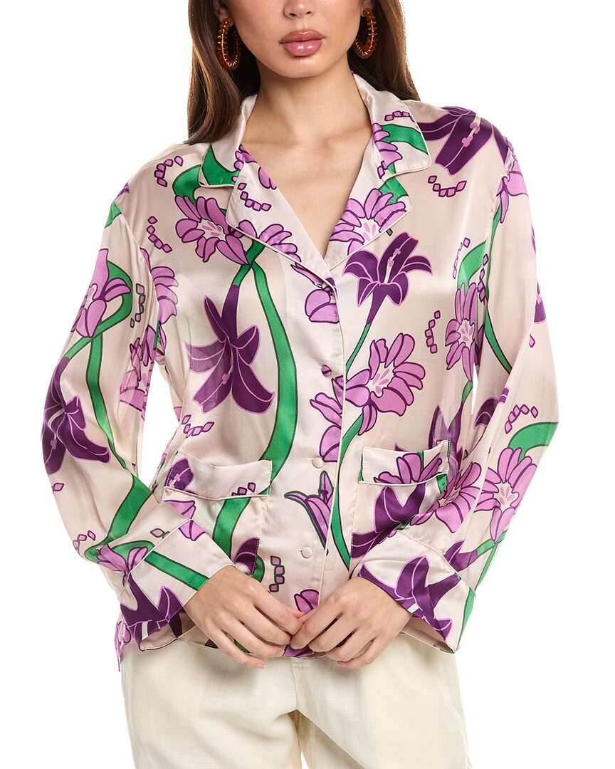 Juan De Dios Noches De Luna Silk Shirt In Purple