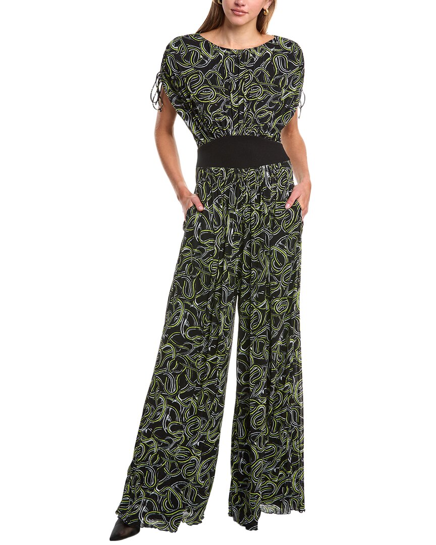 Diane Von Furstenberg Andra Abstract Print Wide Leg Jumpsuit In Green