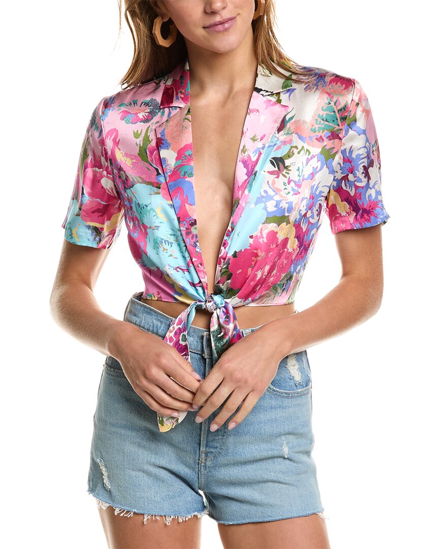 Rococo Sand Satin Silk Wrap Top In Pink