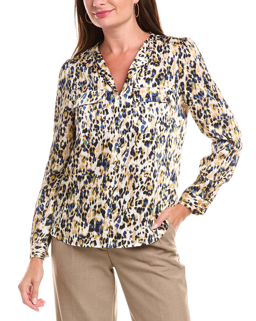 Jones New York Abstract Print Long Sleeve Top In Multi