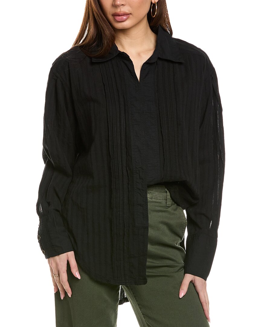 Free People Tuxy Woven Button-up Shirt In Black