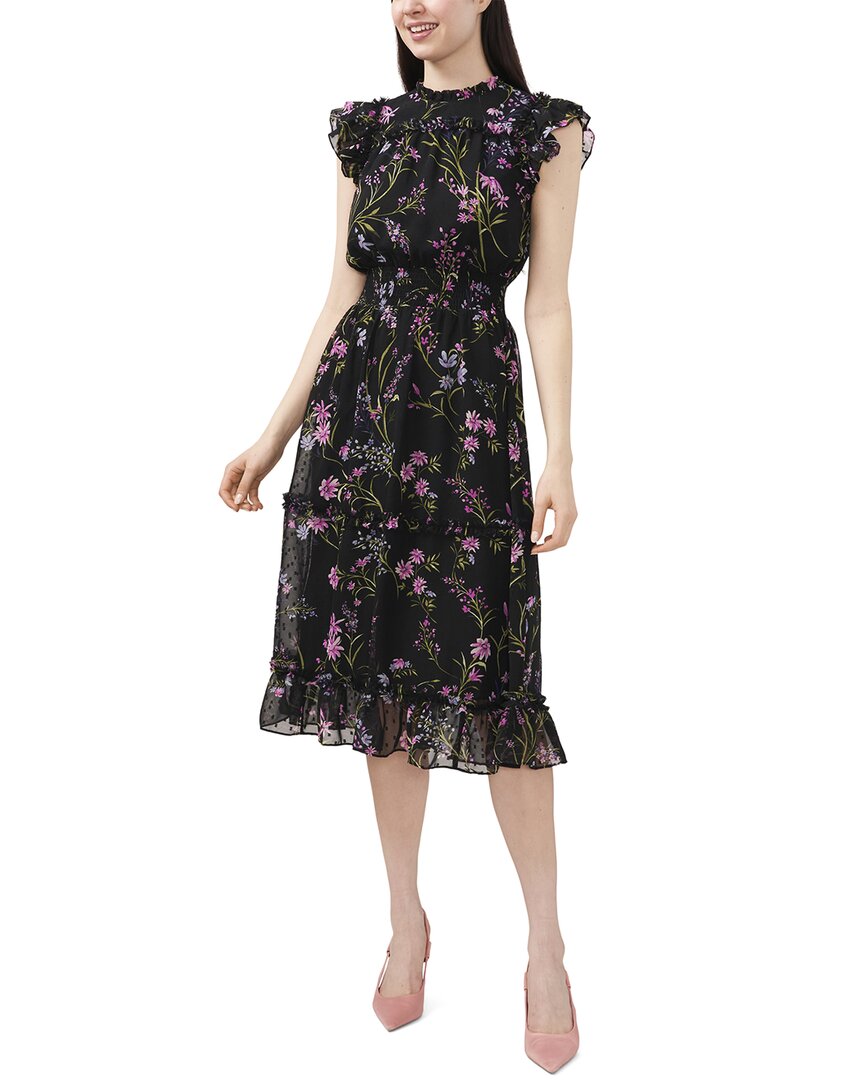 CECE CECE FLUTTER SLEEVE SMOCKED WAIST MIDI DRESS