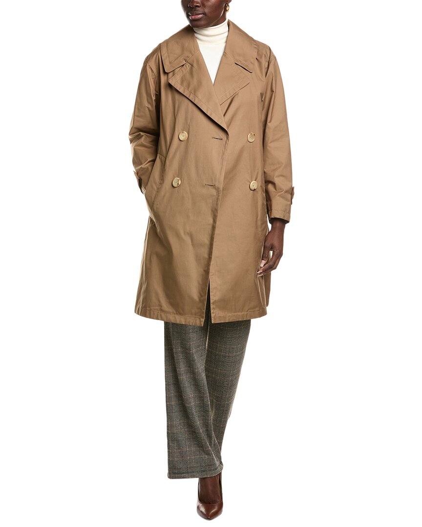 Shop Max Mara Vtrench Coat In Brown