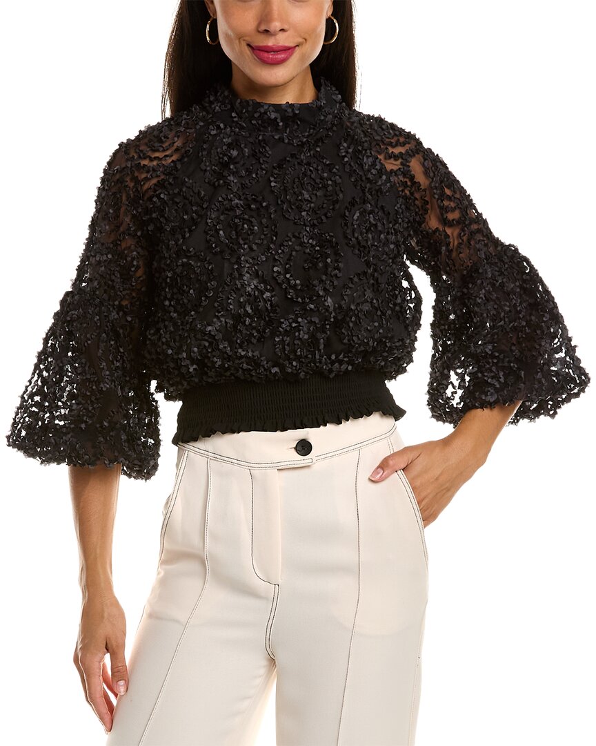 Gracia Ribbon Mesh Blouse In Black