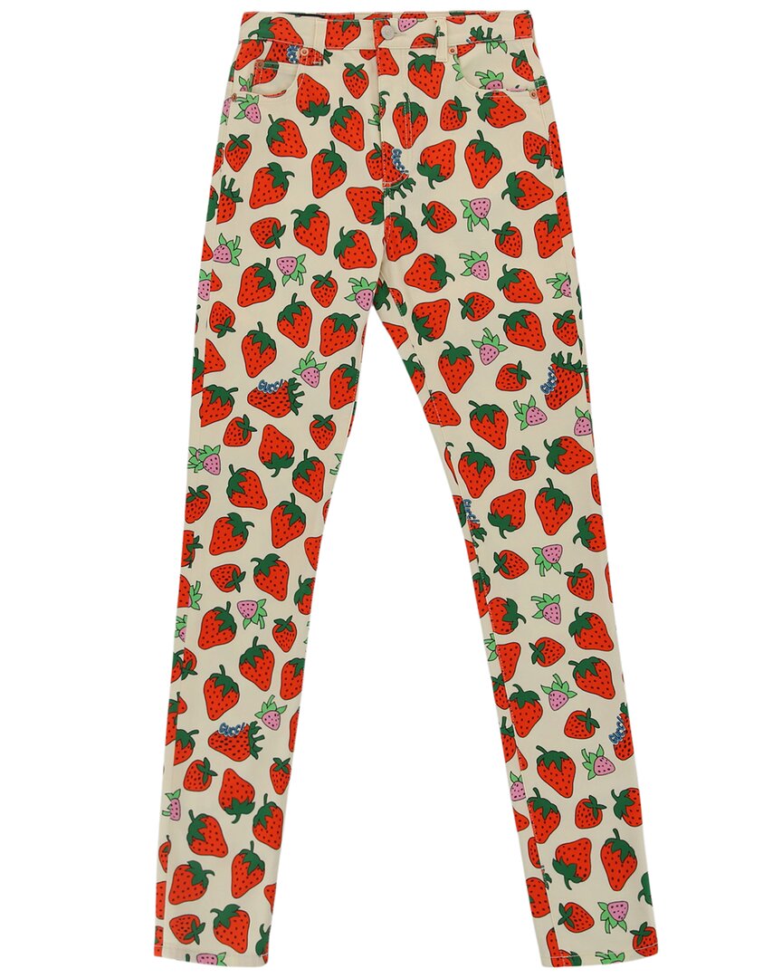 Gucci Strawberry Cotton Skinny Pant In White