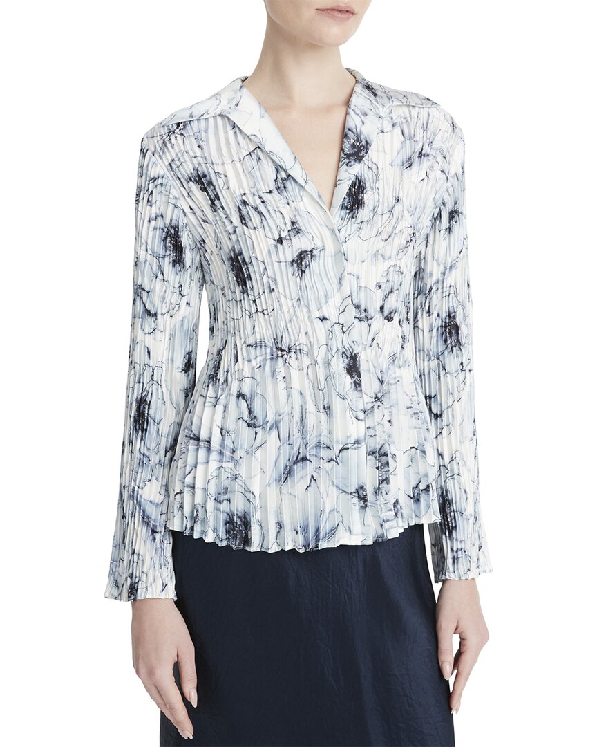 Vince Washed Lily Pleated Long-sleeve Blouse