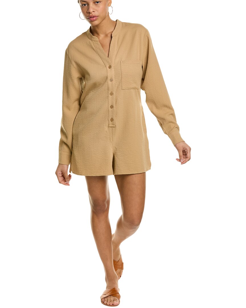 ONIA CRINKLE BUTTON-DOWN ROMPER
