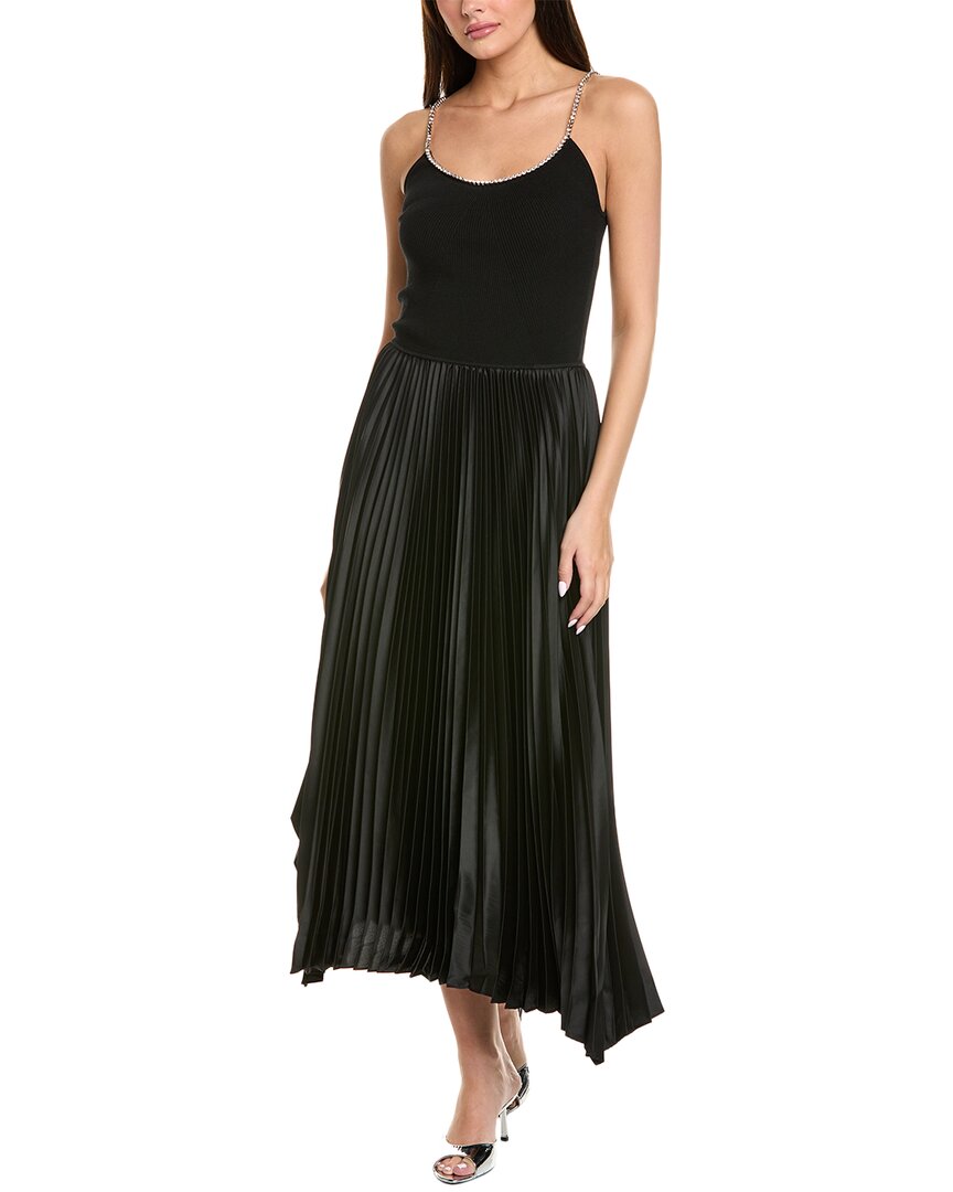 Shop Elie Tahari The Rhinestone Mave Midi Dress In Black