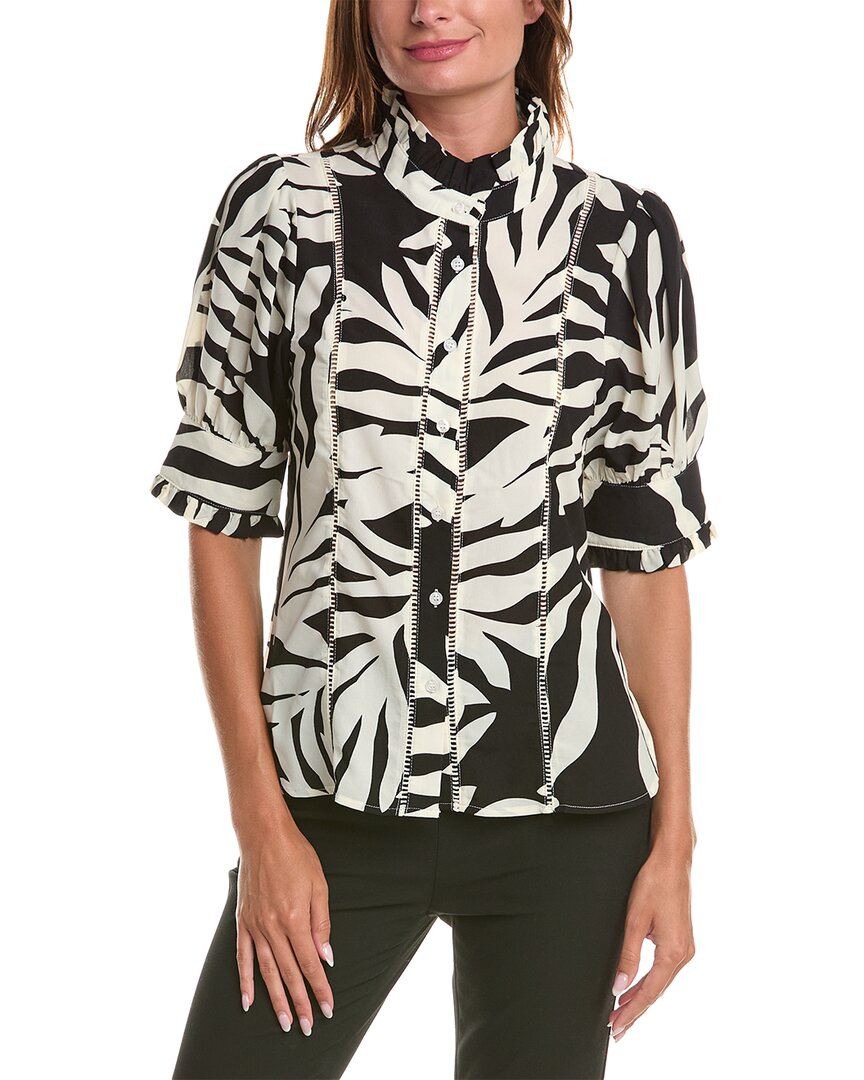 Shop Gracia Ladder Stitch Blouse In Blue