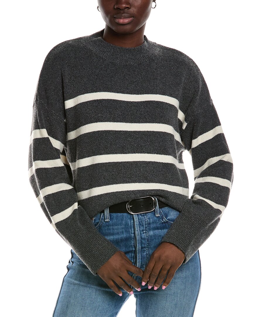 Brook + Lynn Striped Sweater In Grey
