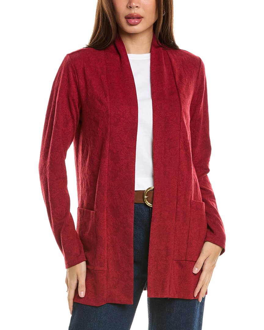 Bobeau Jacquard Cardigan In Red