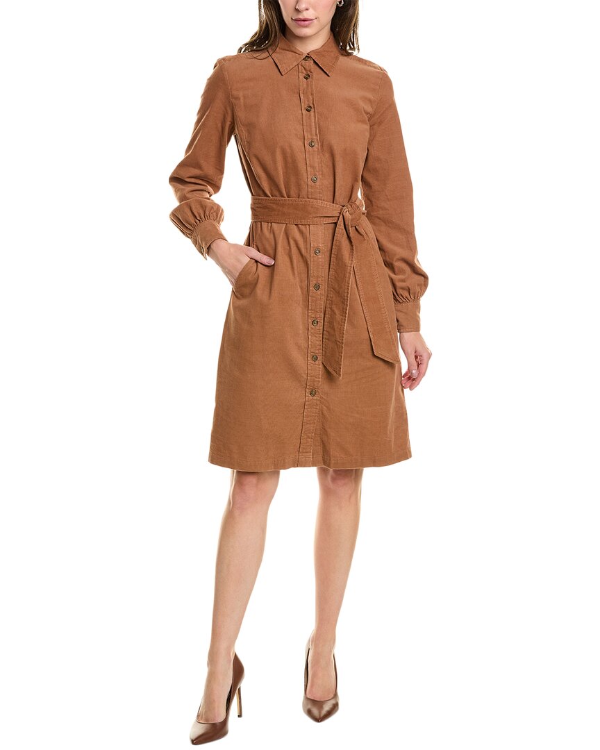 Brooks Brothers Tie Waist Shirtdress In Brown