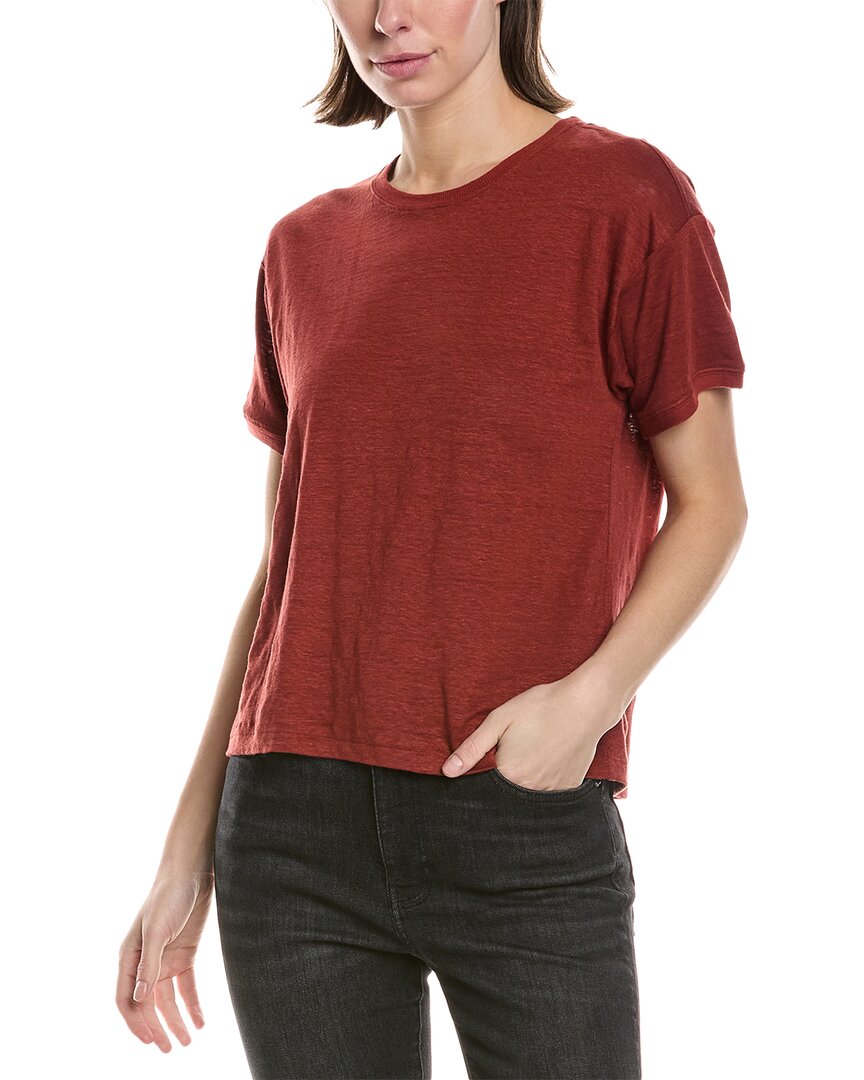 Frame Denim Linen Crew T-shirt In Orange