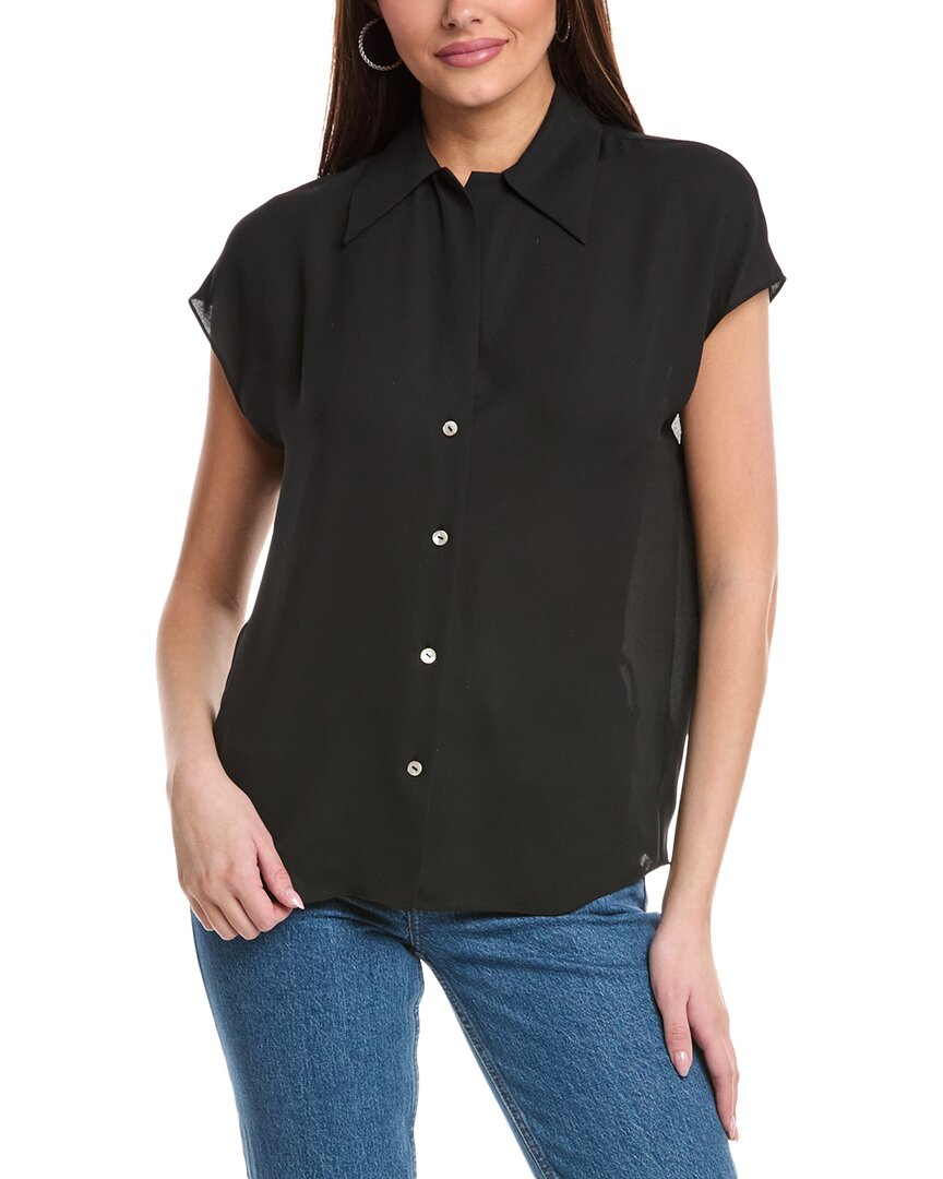 Shop Vince Cap Sleeve Blouse In Black