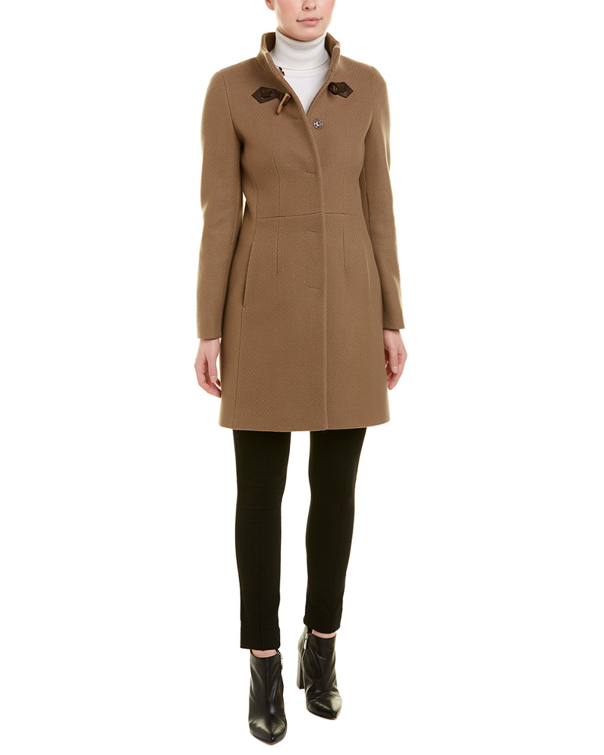 Cinzia Rocca Icons Stand-Up Wool-Blend Coat Brown Women's 1411369579 | eBay