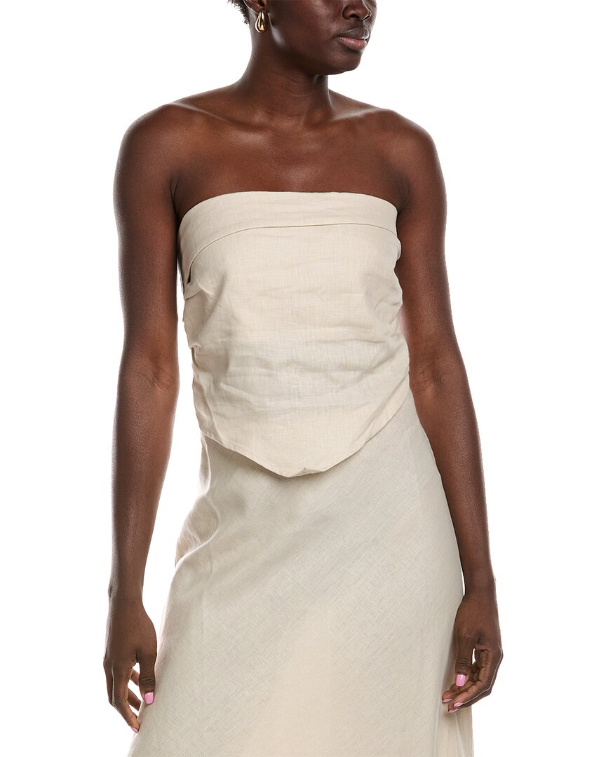 Shop Faithfull The Brand Antibes Linen Top In Beige