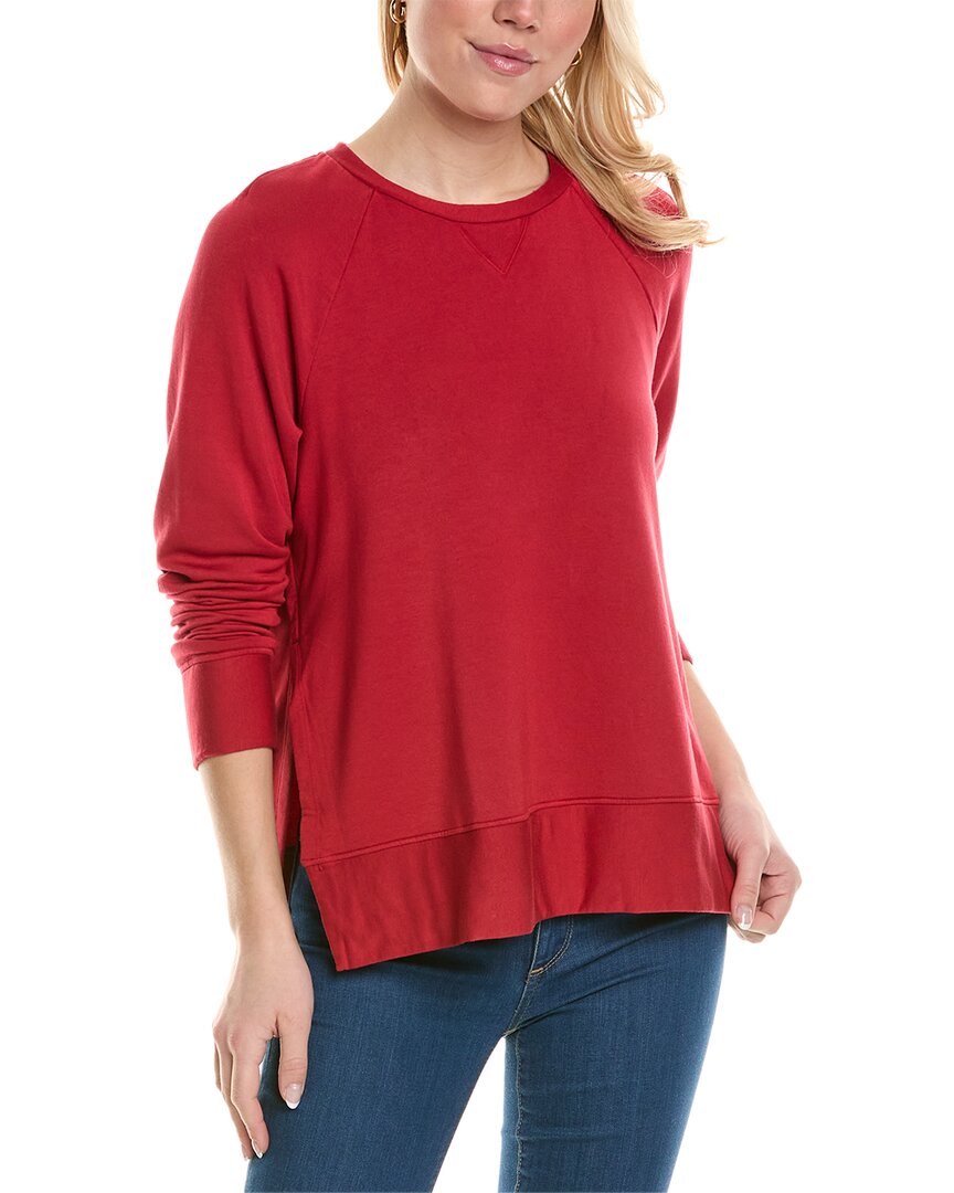 Shop Stateside Softest Fleece Raglan Side Slit Sweatshirt In Red