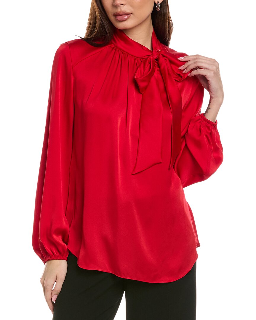 Joseph Ribkoff Scarf Neck Blouse In Red