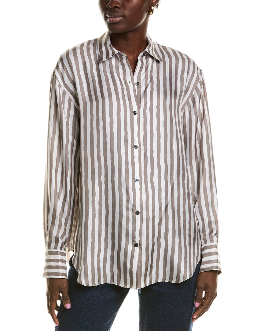 Theory Boyfriend Shirt Cinder Multi In Grey