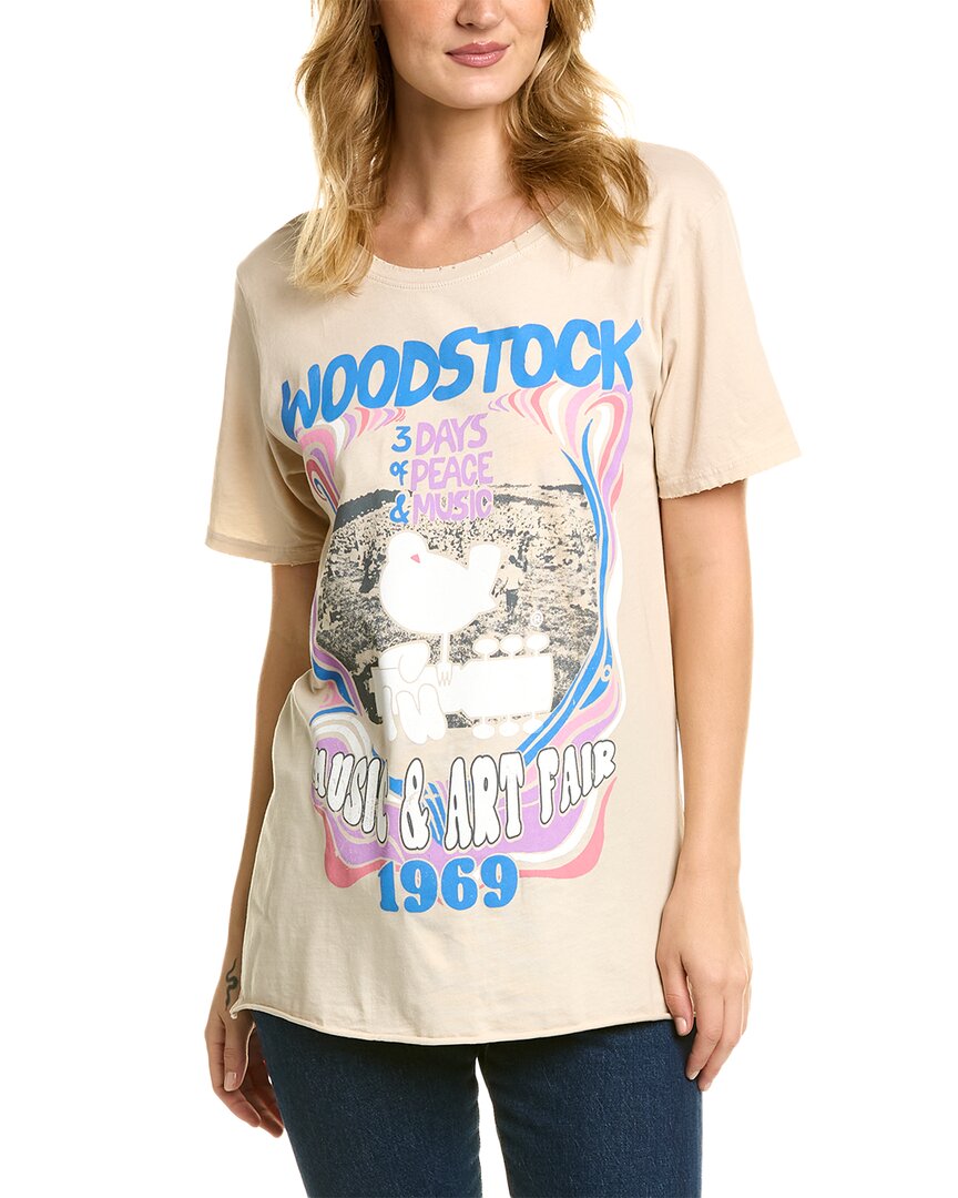 Shop Recycled Karma Woodstock Music & Art Fair 1969 T-shirt In Beige