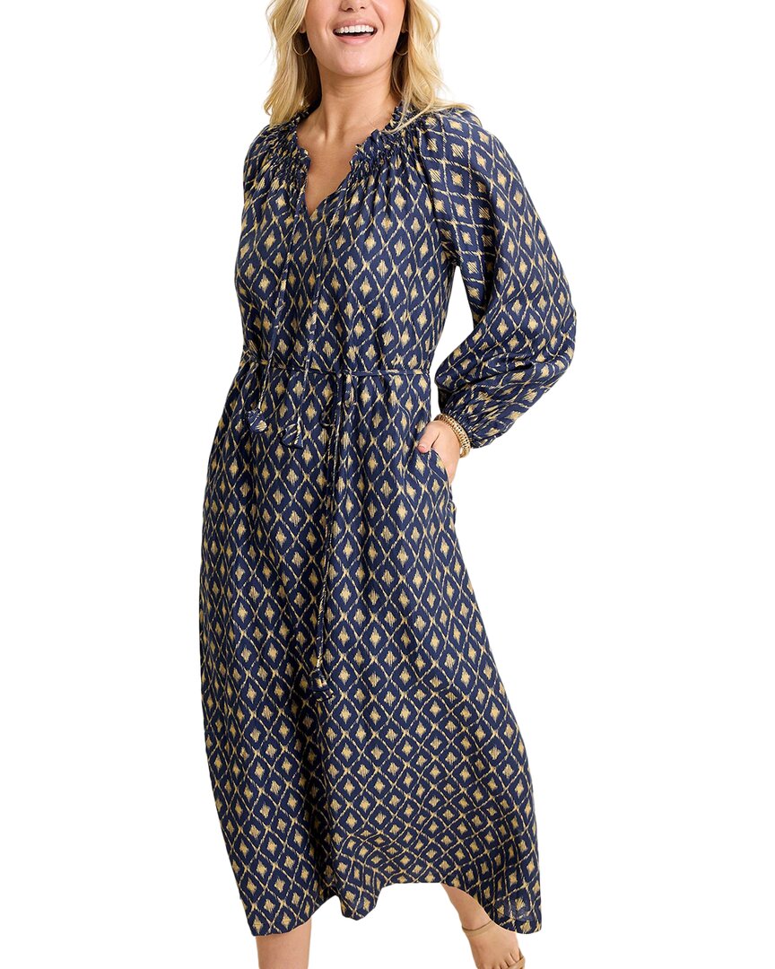 Tommy Bahama Diamond Cay Tie Belt Long Sleeve Stretch Minidress In Blue