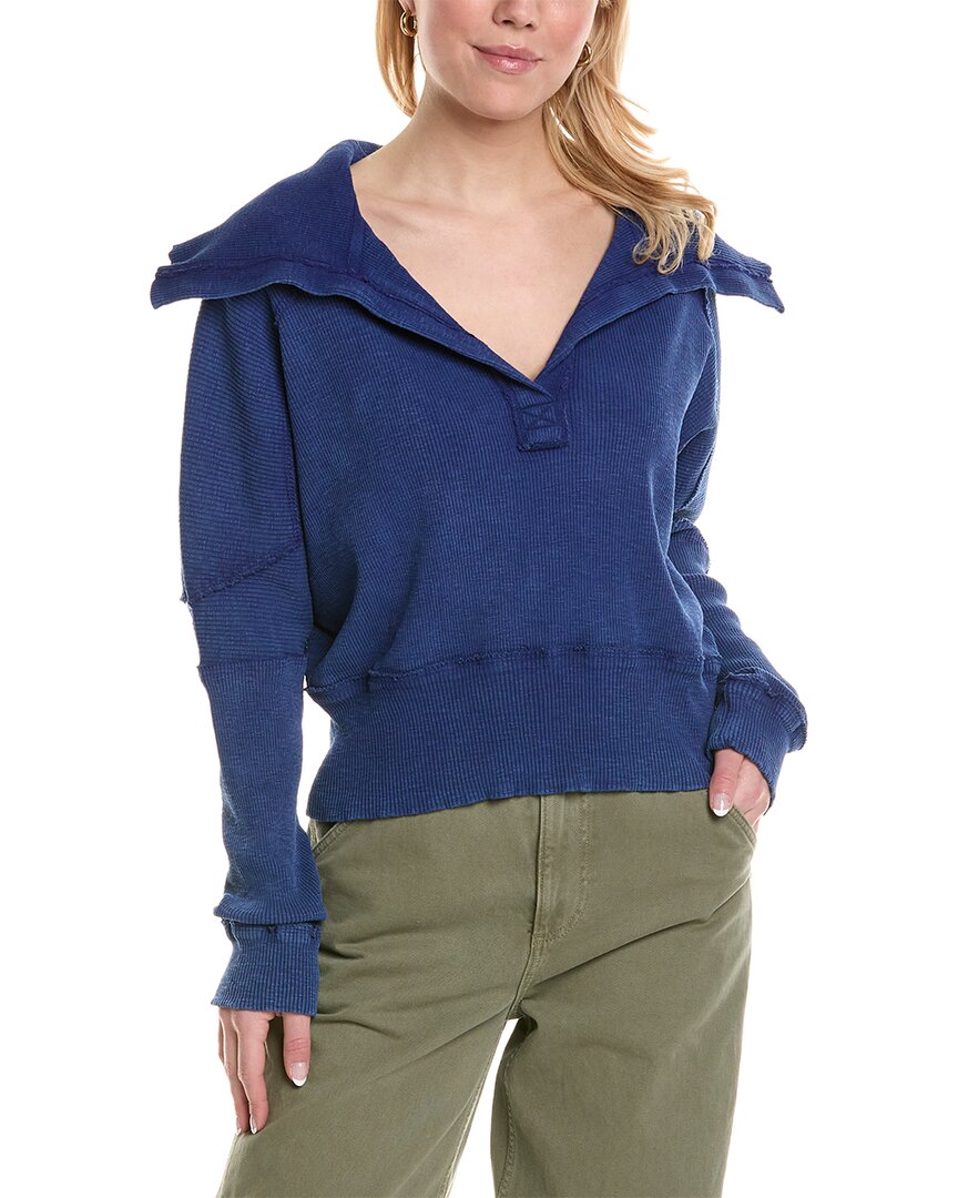 Shop Free People Not So Ordinary Polo Pullover In Blue